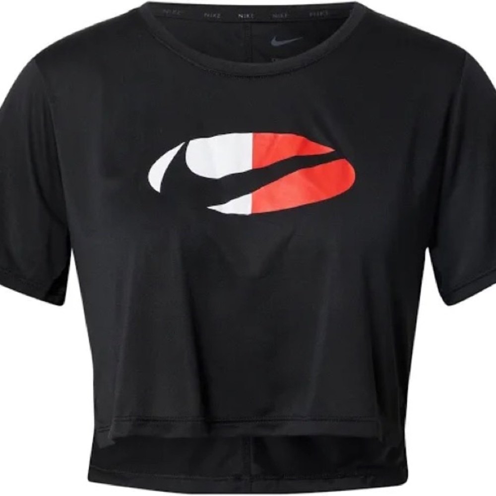 NIKE TRAINING/ CROP TOP DRI-FIT / BLACK-RED / SIZE S